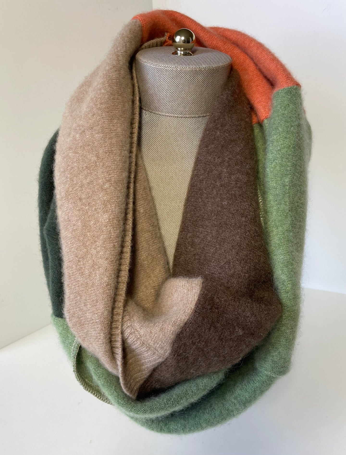 Brown/Green/Orange Infinity Cashmere Scarf