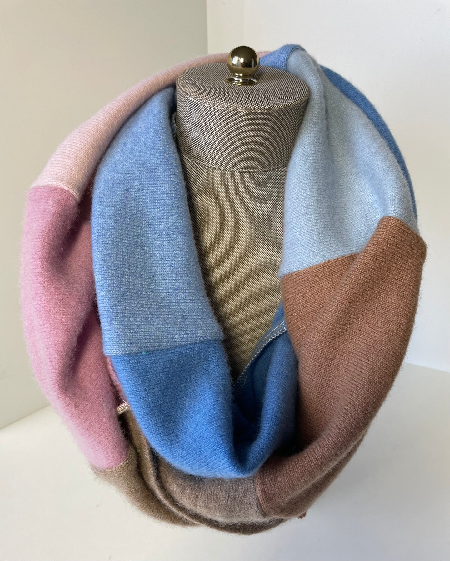 Brown/Blue/Pink Infinity Cashmere Scarf