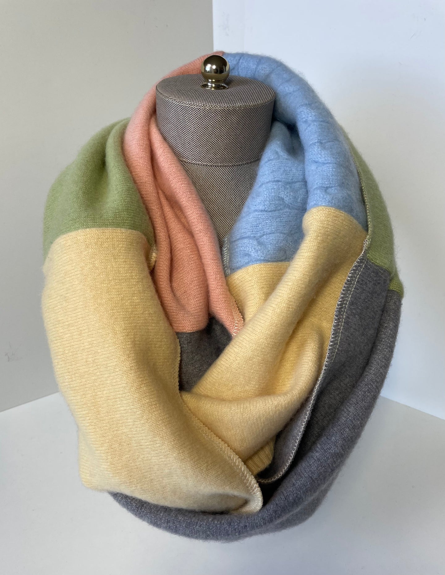 Yellow/Blue/Green/Melon/Gray Infinity Cashmere Scarf