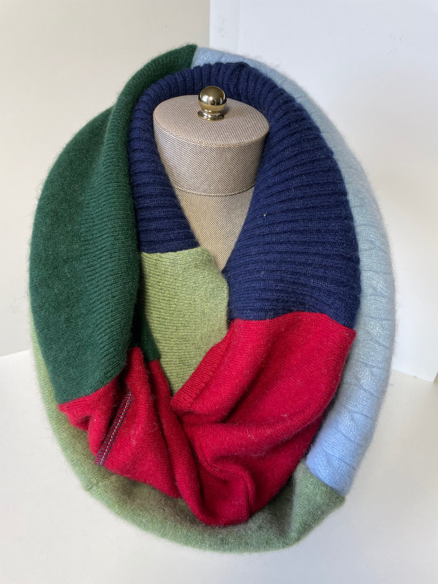 Red/Blue/Green Infinity Cashmere Scarf