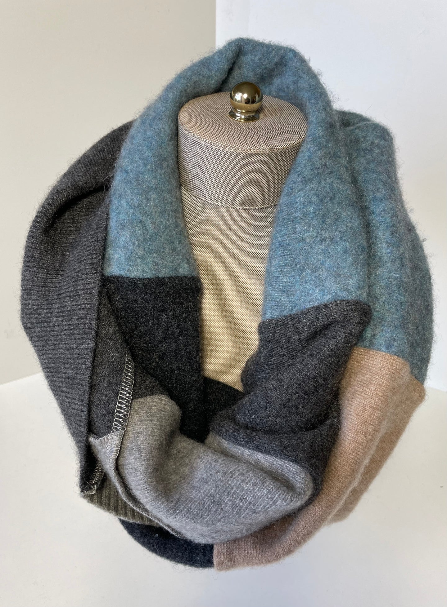 Gray/Beige/Blue Infinity Cashmere Scarf