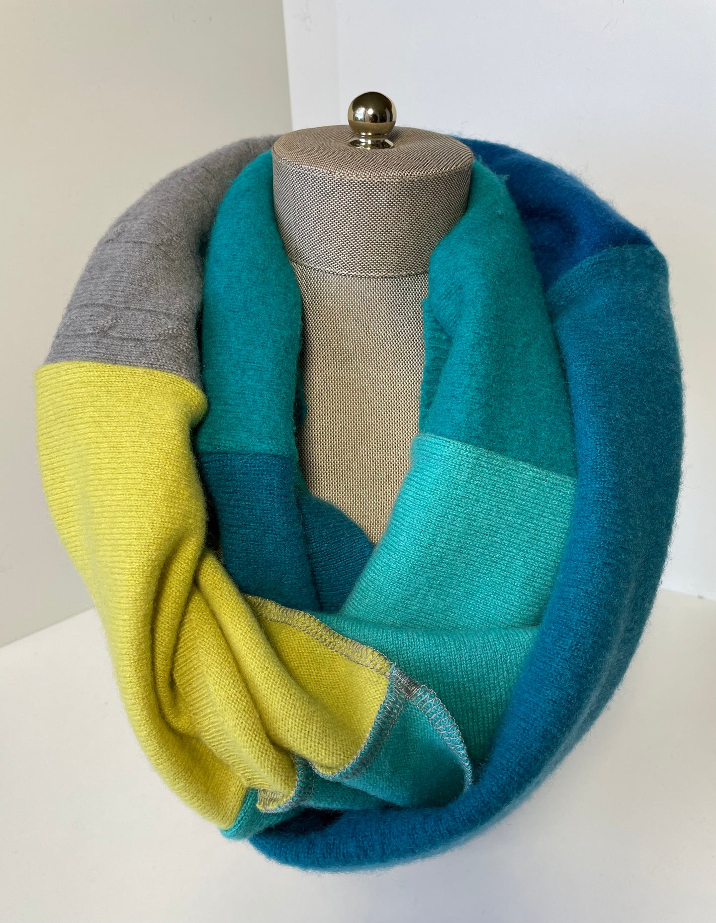 Gray/Blues/Greens Infinity Cashmere Scarf