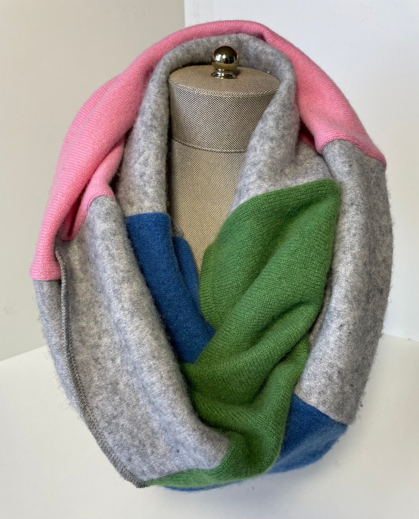 Gray/Blue/Green/Pink Infinity Cashmere Scarf