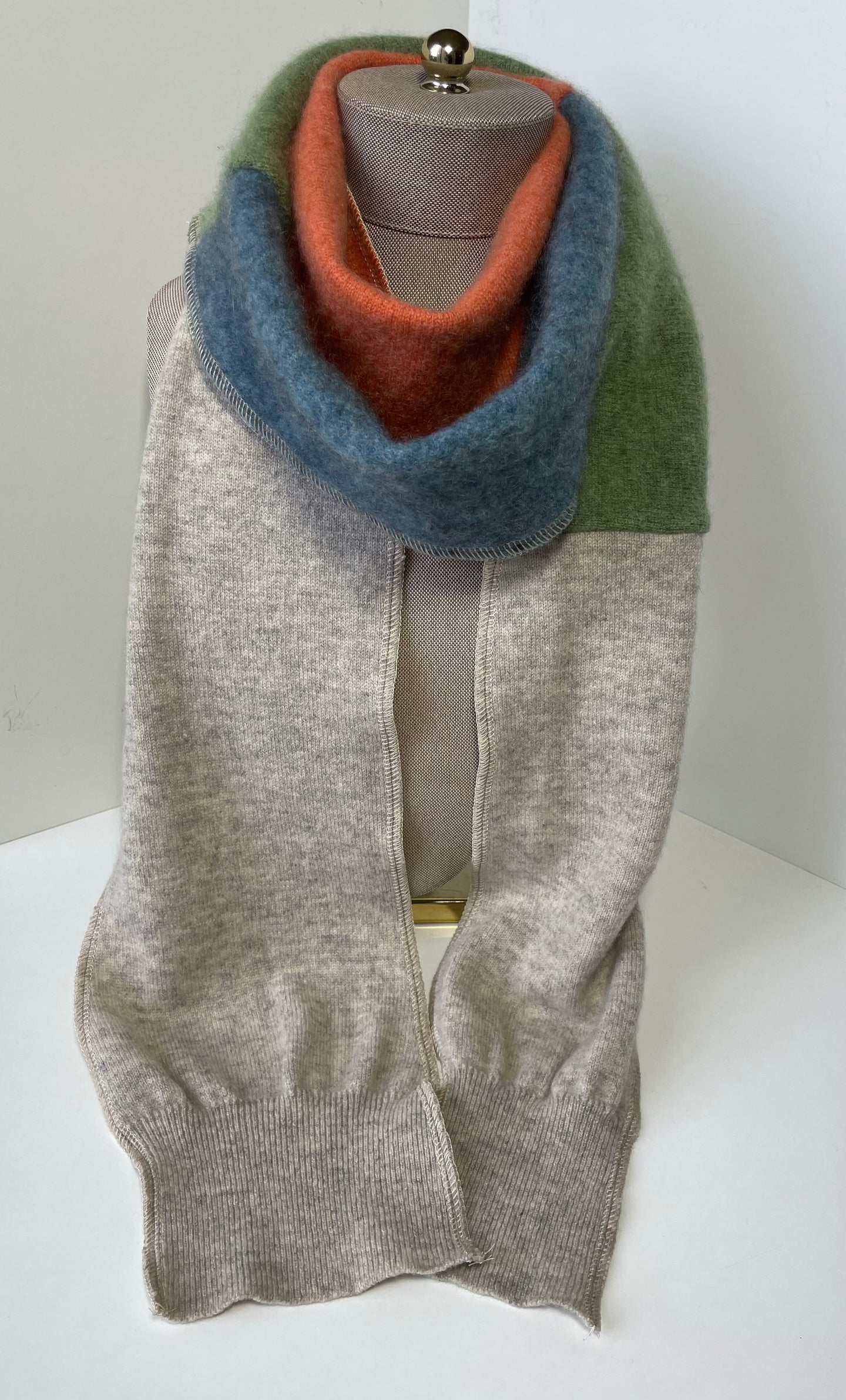 Blue/Orange/Green/Gray Long Cashmere Scarf